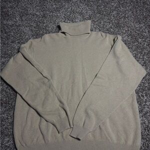 Lands' End Women's Tan Turtleneck Sweater 100% Pure Lambswool